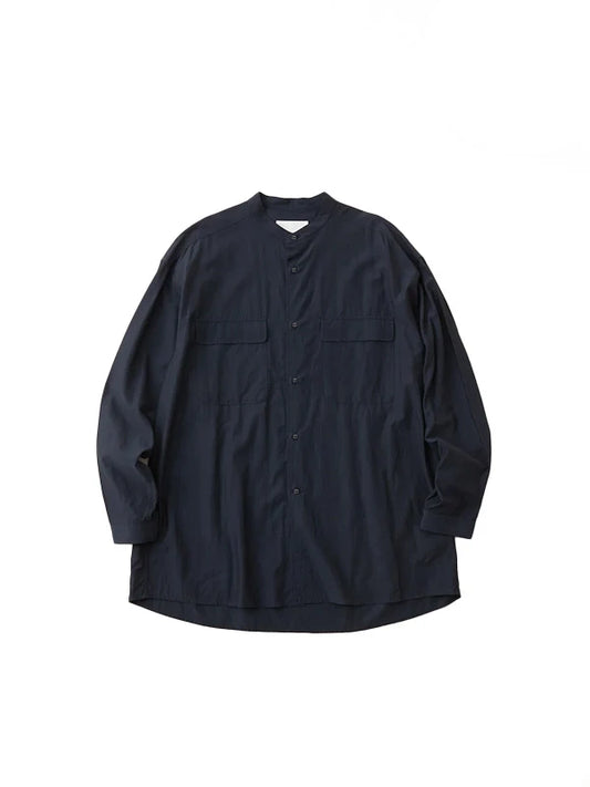 【White Mountaineering - ホワイトマウンテニアリング】BAND COLLAR SHIRT / NAVY(シャツ/ネイビー)