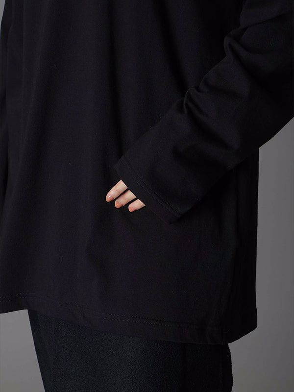 【Ground Y - グラウンドワイ】ULTIMA JERSEY ASYMMETRY COLLAR LONG SLEEVE T-SHIRT/ BLACK(Tシャツ/ブラック)