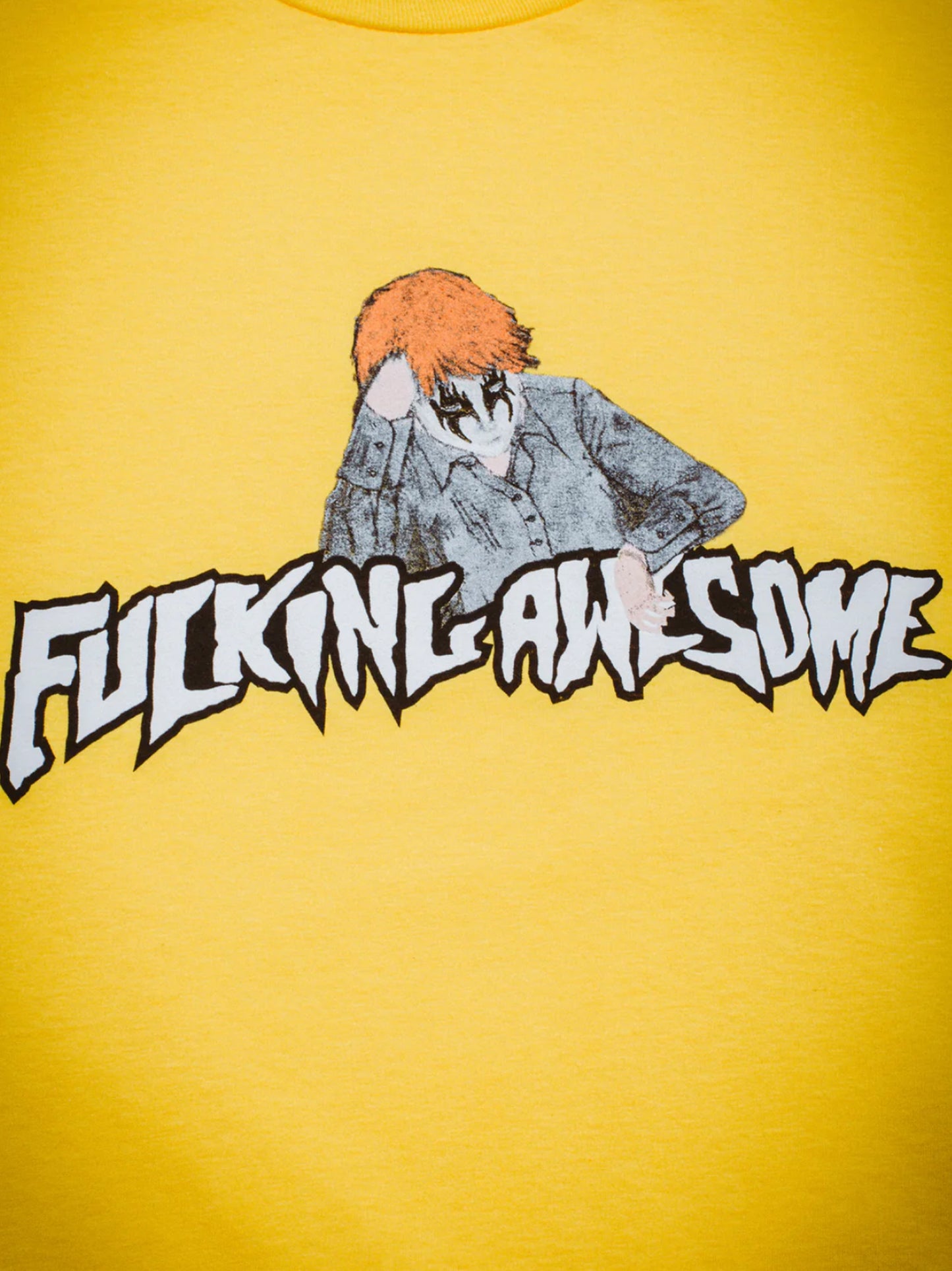 【Fucking Awesome- ファッキングオーサム】AIDAN PAINTING STAMP LOGO TEE / Yellow(Tシャツ/イエロー)