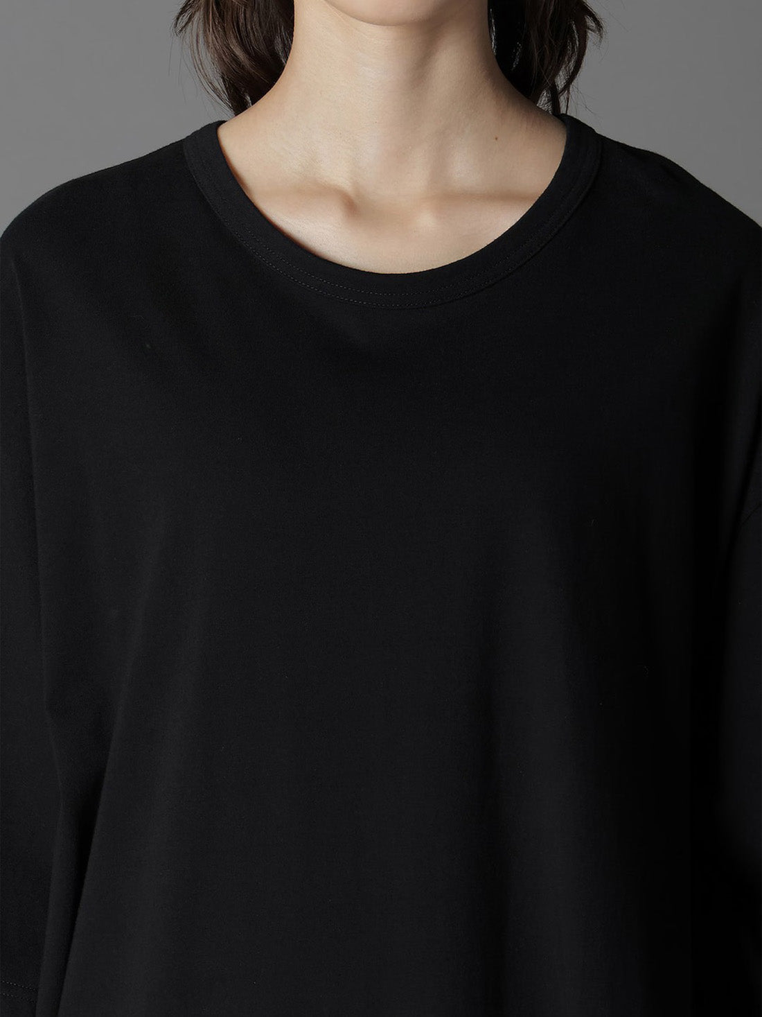 【Ground Y - グラウンドワイ】COTTON JERSEY HEM ROUND JUMBO T-SHIRT SHORT SLEEVES /BLACK(Tシャツ/ブラック)