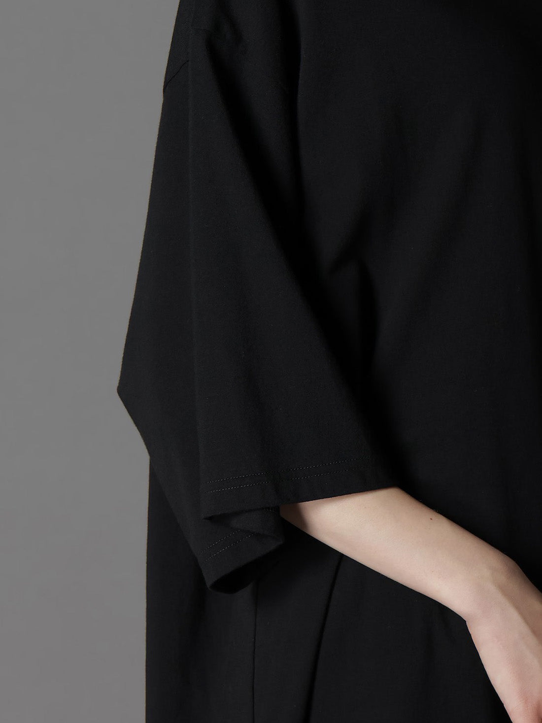 【Ground Y - グラウンドワイ】COTTON JERSEY HEM ROUND JUMBO T-SHIRT SHORT SLEEVES /BLACK(Tシャツ/ブラック)
