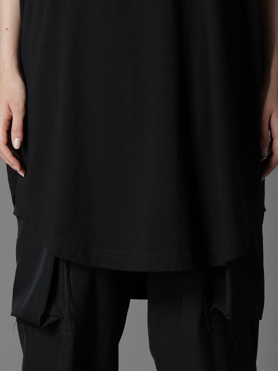 【Ground Y - グラウンドワイ】COTTON JERSEY HEM ROUND JUMBO T-SHIRT SHORT SLEEVES /BLACK(Tシャツ/ブラック)