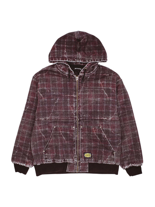 【Fucking Awesome - ファッキングオーサム】Distressed Plaid KO Work Jacket / Maloon(ジャケット/マルーン)
