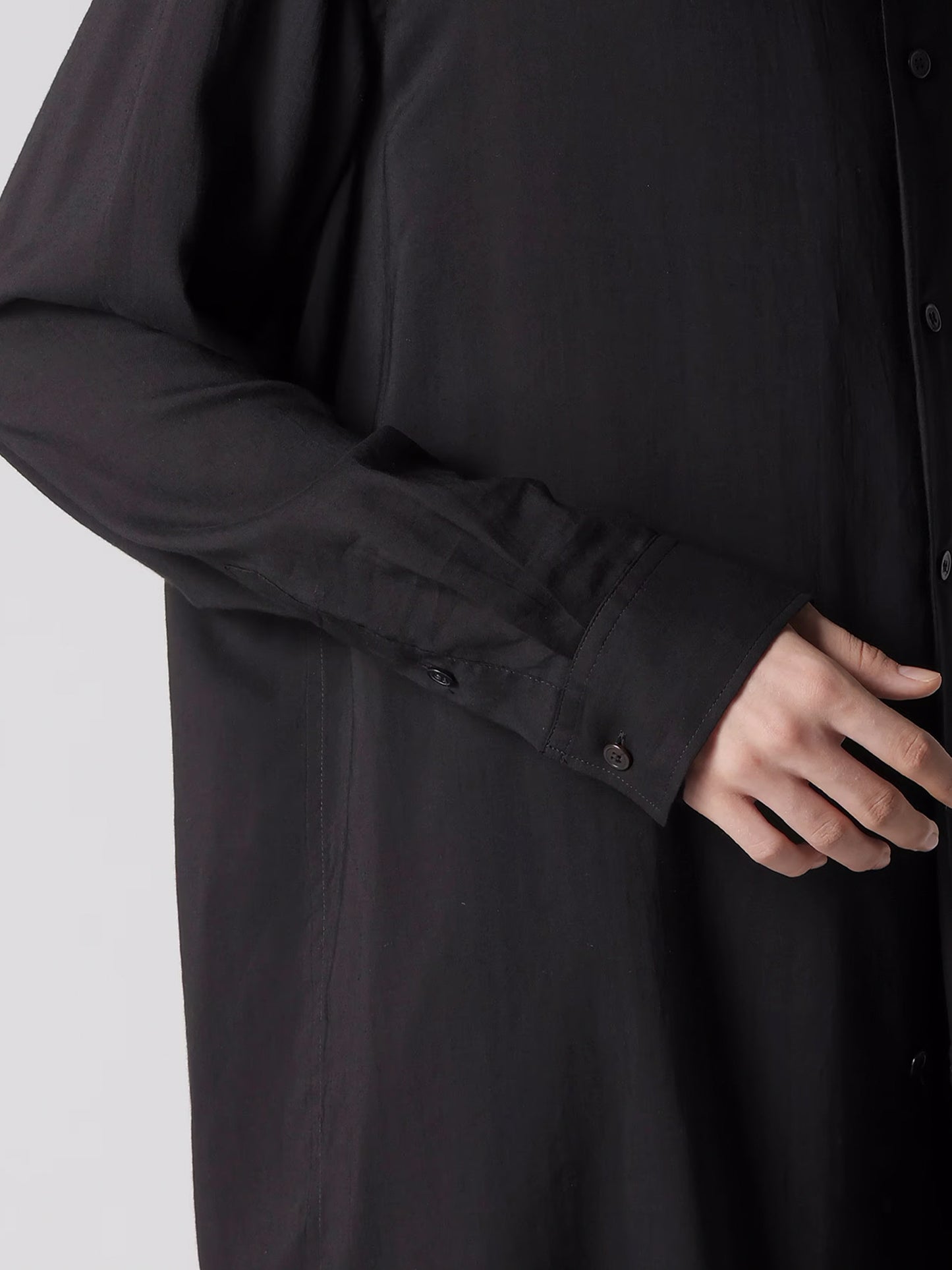 【Yohji Yamamoto POUR HOMME - ヨウジヤマモト プールオム】CM CELLULOSE LAWN STANDARD OVERSIZE SHIRT(シャツ/ブラック)
