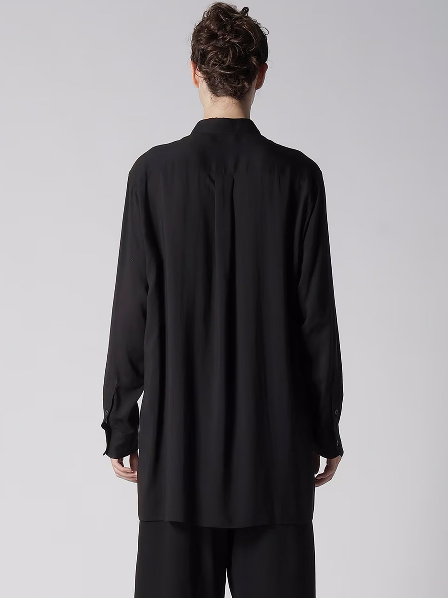 【Yohji Yamamoto POUR HOMME - ヨウジヤマモト プールオム】CM CELLULOSE LAWN STANDARD OVERSIZE SHIRT(シャツ/ブラック)