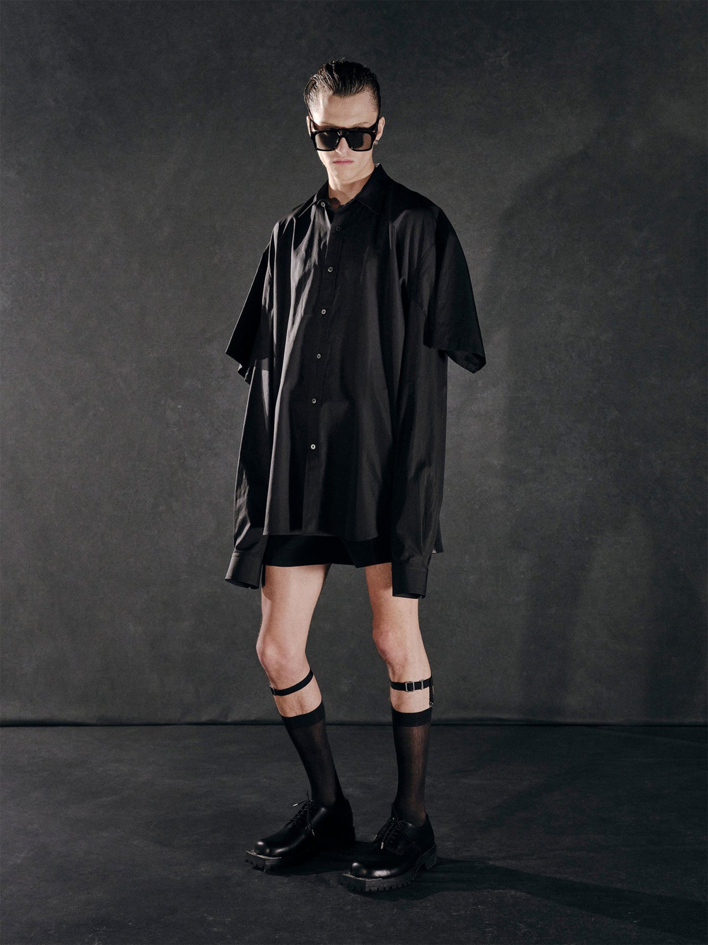 【JOHN LAWRENCE SULLIVAN - ジョンローレンスサリバン】BROADCLOTH DOUBLE SLEEVE SHIRT (シャツ/ブラック)