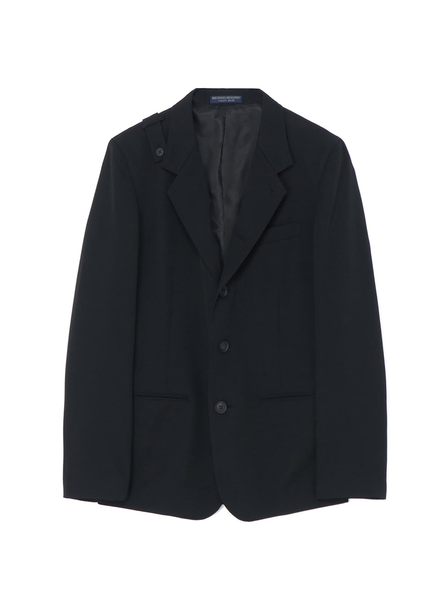 【Yohji Yamamoto POUR HOMME - ヨウジヤマモト プールオム】WOOL GABARDINE 5-BUTTON JACKET WITH SHOULDER TAB DETAIL(ジャケット)