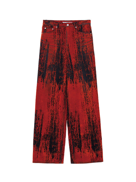 【JOHN LAWRENCE SULLIVAN - ジョンローレンスサリバン】FLOCKED DENIM WIDE PANTS(デニムパンツ/オレンジ)