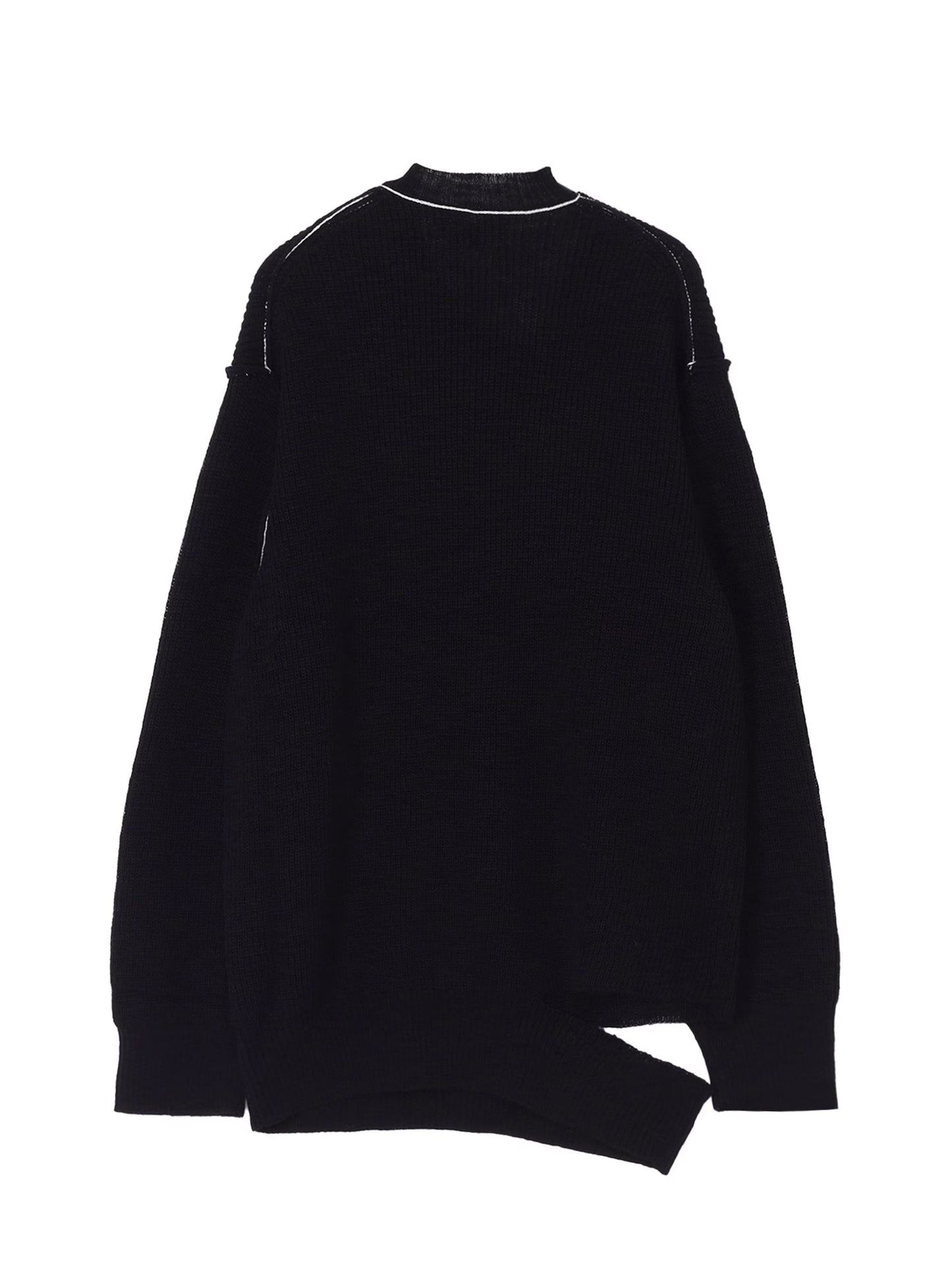 【Yohji Yamamoto POUR HOMME - ヨウジヤマモト プールオム】HALF CARDIGAN ASYMMETRY NECKLINE PO(プルオーバーニット/ブラック)