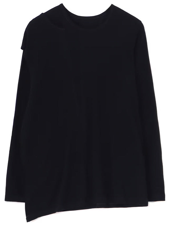 【Y's - ワイズ】HARD TWISTED COTTON JERSEY RIGHT SLIT TEE/BLACK (Tシャツ/ブラック)