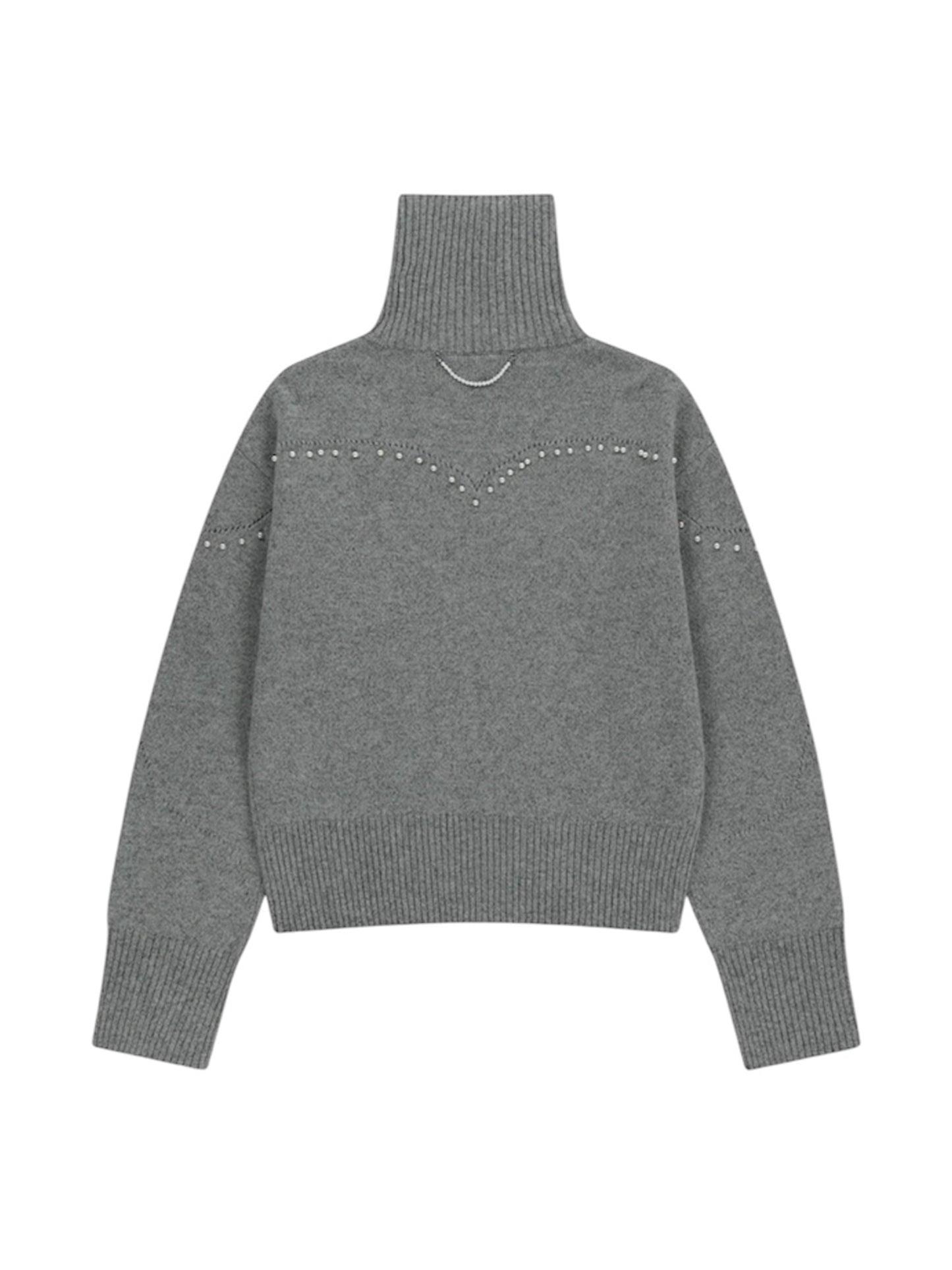 【KIMHEKIM - キムヘキム】Pearl Embellished Pointelle Sweater / GREY (セーター/グレー)