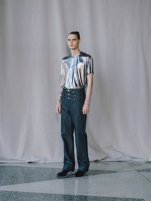 【JOHN LAWRENCE SULLIVAN - ジョンローレンスサリバン】RIGID DENIM TRIPLE STACKED PANTS(デニムパンツ/ブラック)