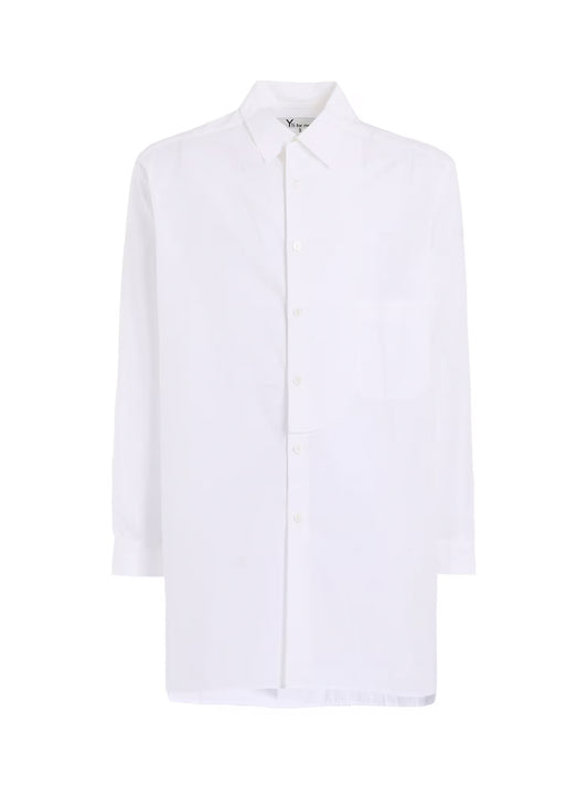 【Y's for men-ワイズフォーメン】100/2 BROAD SHIRT WITH FRONT LEFT LAYER(シャツ/ホワイト)