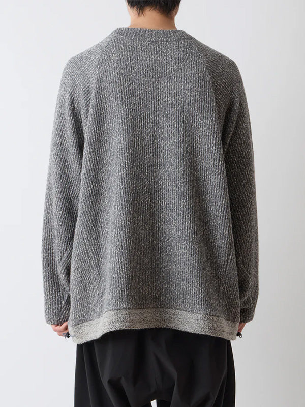【White Mountaineering - ホワイトマウンテニアリング】MELANGE WIDE RAGLAN PULLOVER / GRAY (ニット/グレー)