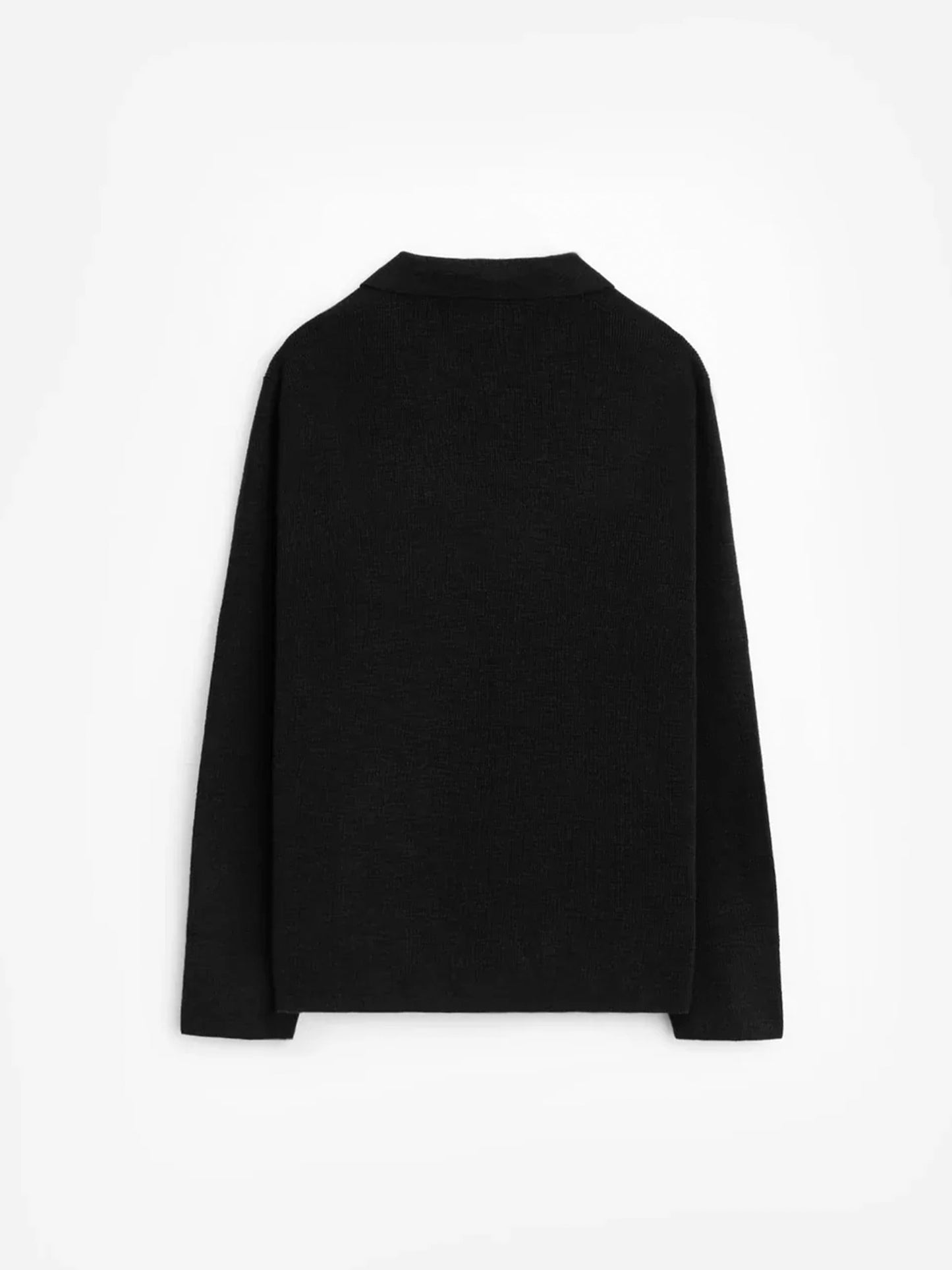 【STAMPD - スタンプド】RIBBED KNIT LS POLO / BLACK (ニット/ポロシャツ/ブラック)