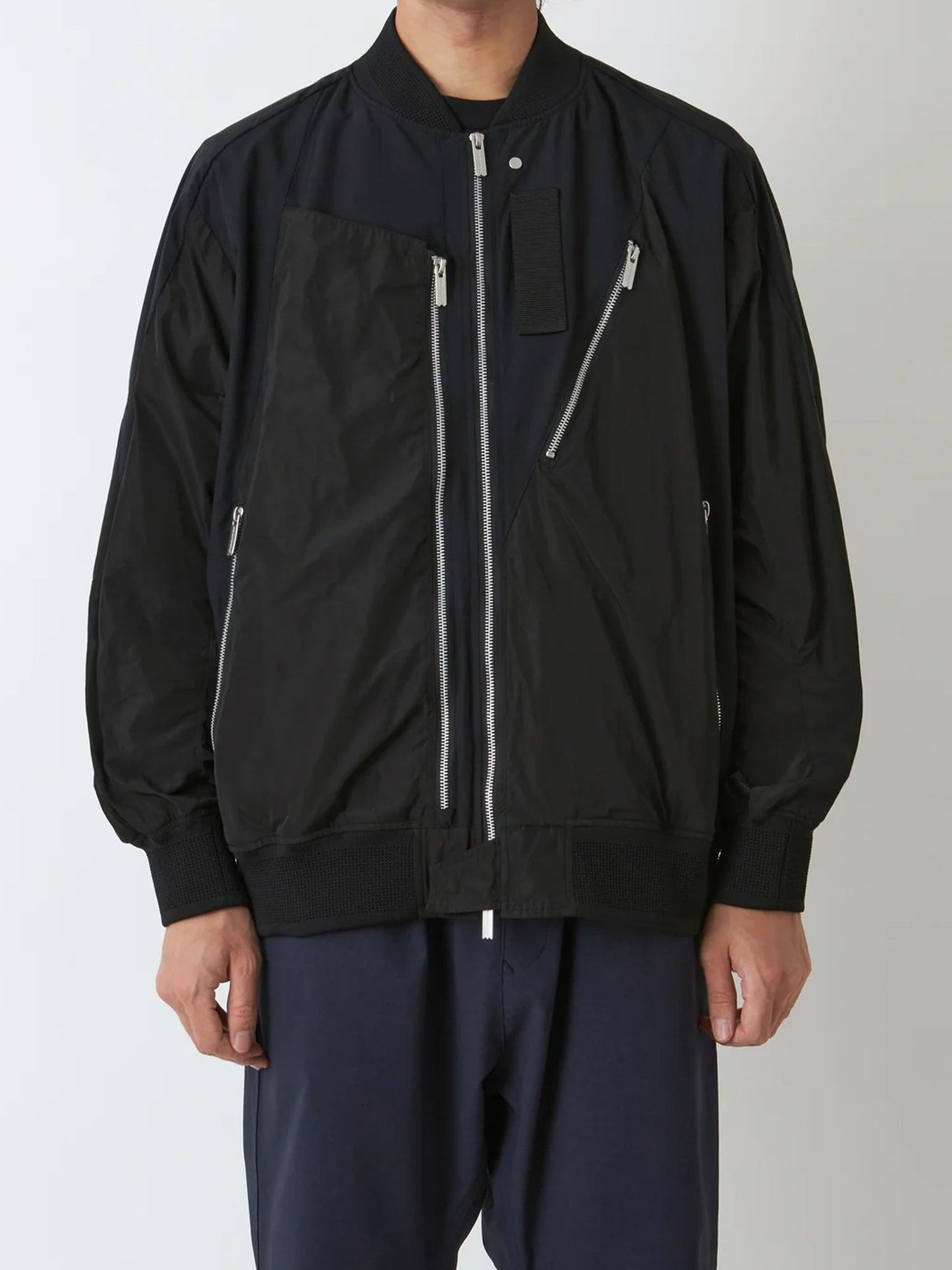 【White Mountaineering - ホワイトマウンテニアリング】ASYMMETRY FLIGHT JACKET / BLACK(ジャケット/ブラック)