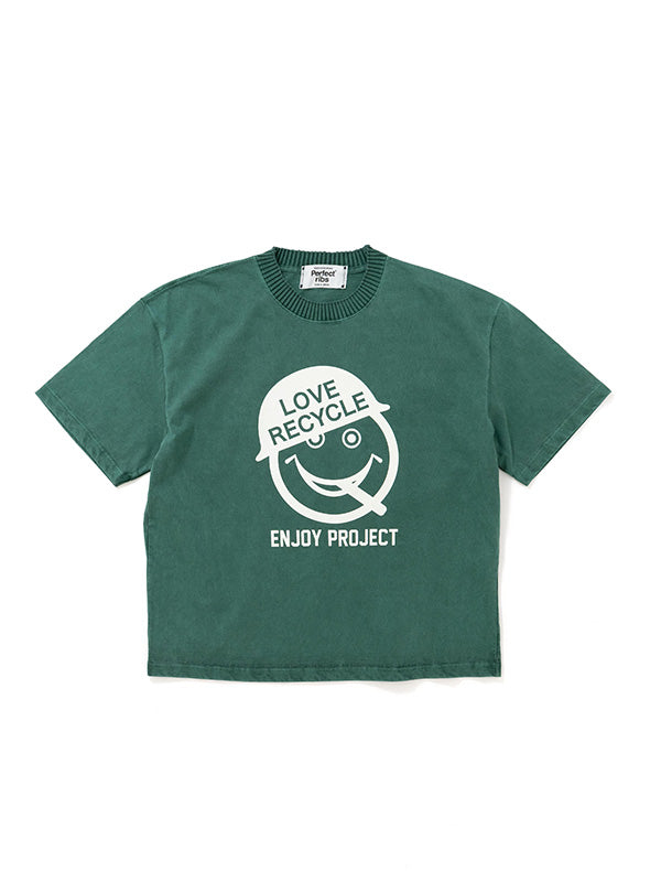 【Perfect ribs®×ALM】LOVE RECYCLE Short Sleeve T Shirts / Fade Green(Tシャツ/フェードグリーン)