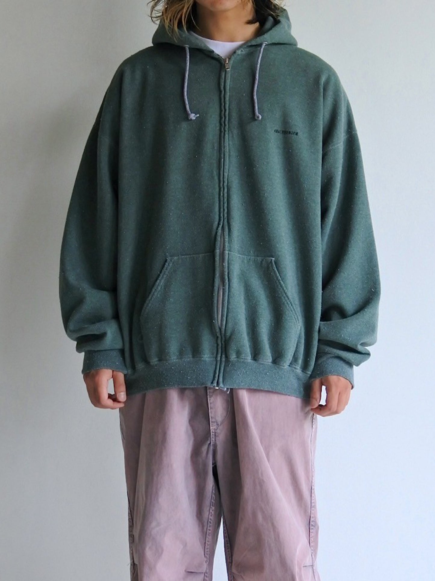 【ANACHRONORM - アナクロノーム】 AN338 DYED 50/50 PRINTED FULLZIP PARKA / GREEN DYED (フーディ/グリーン)