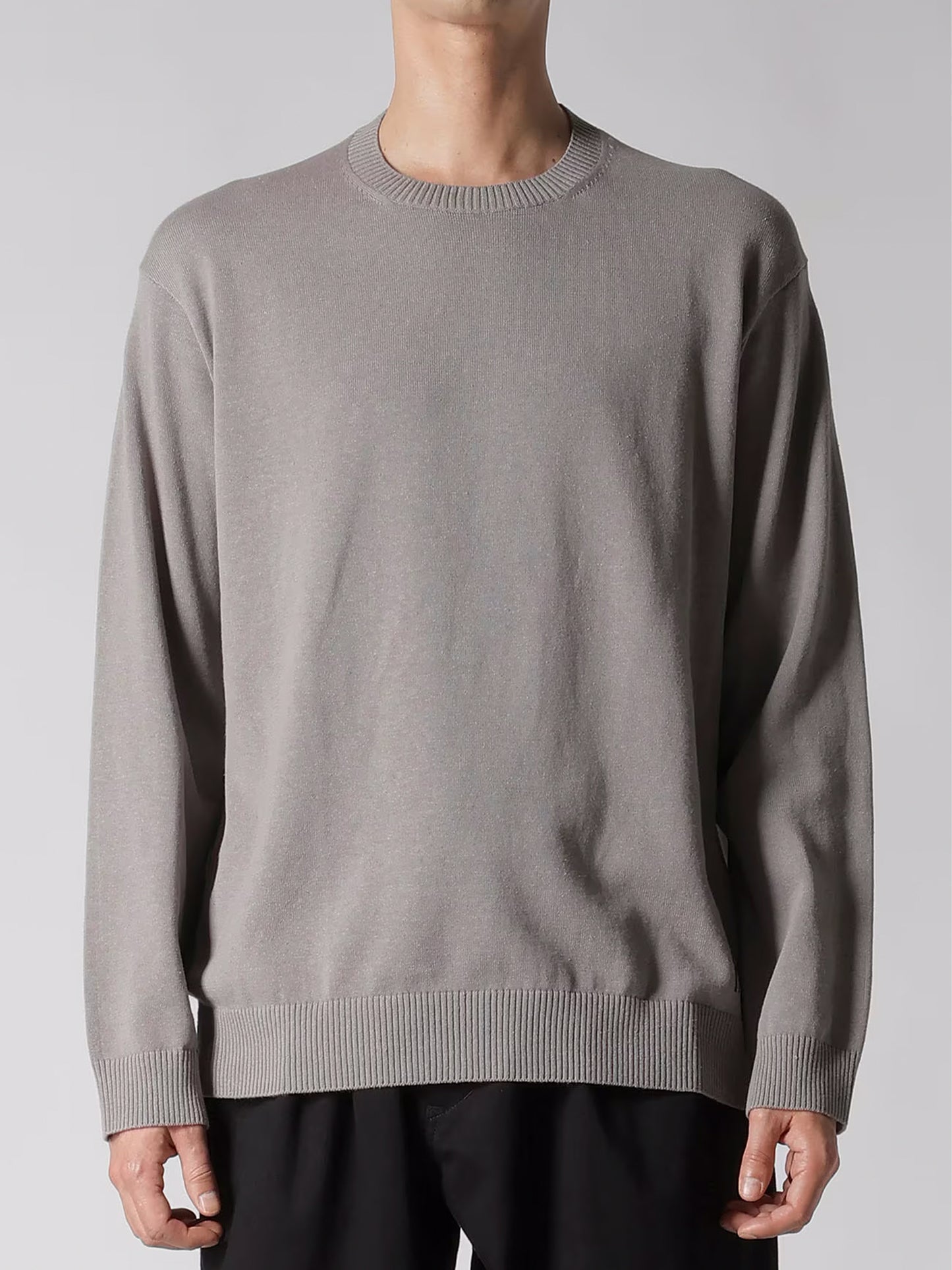 【Y's for men-ワイズフォーメン】 INTERSIA LOGO ROUND NECK PULL OVER KNIT / GRAY (セーター/ニット/グレー)
