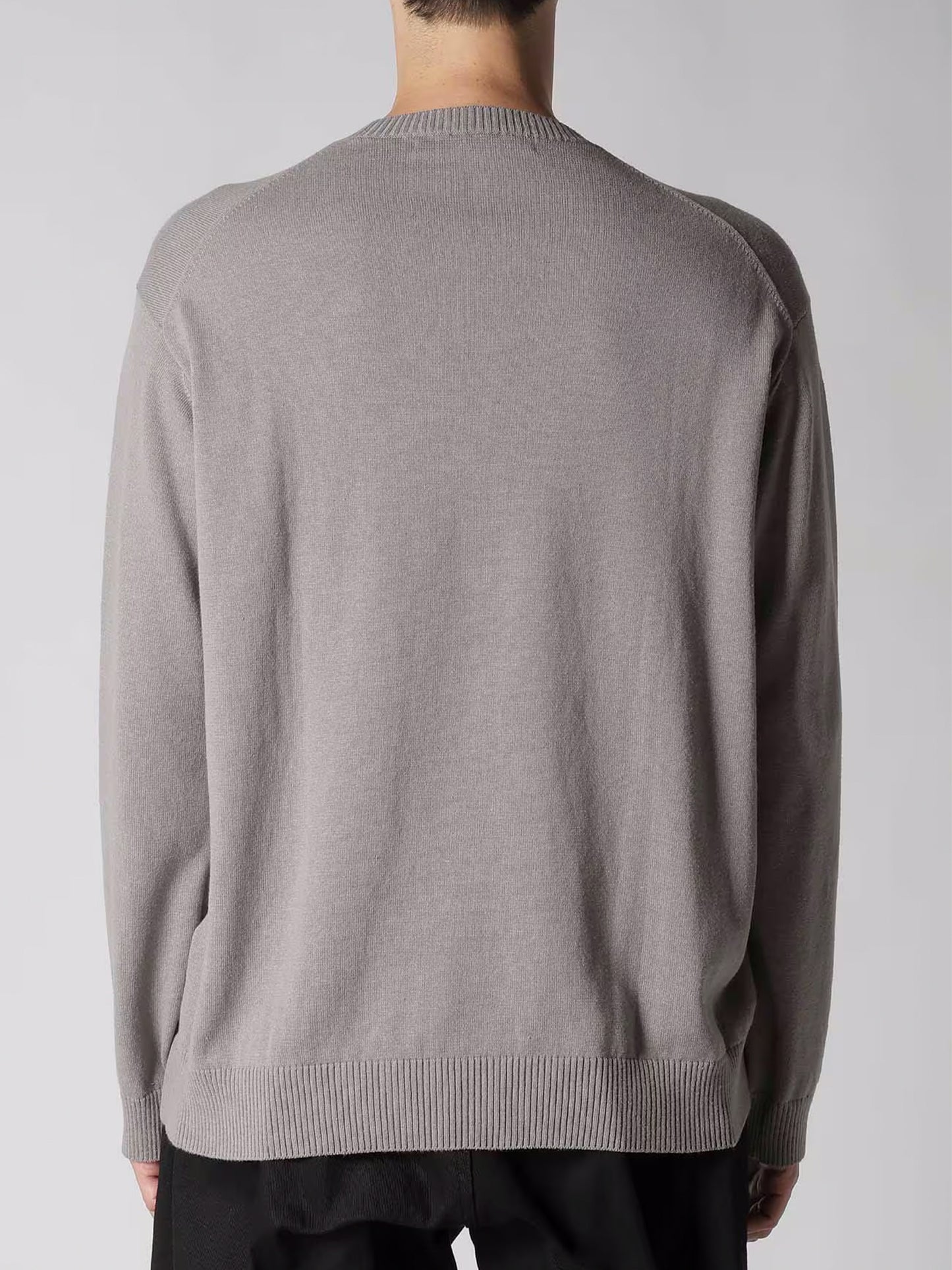 【Y's for men-ワイズフォーメン】 INTERSIA LOGO ROUND NECK PULL OVER KNIT / GRAY (セーター/ニット/グレー)