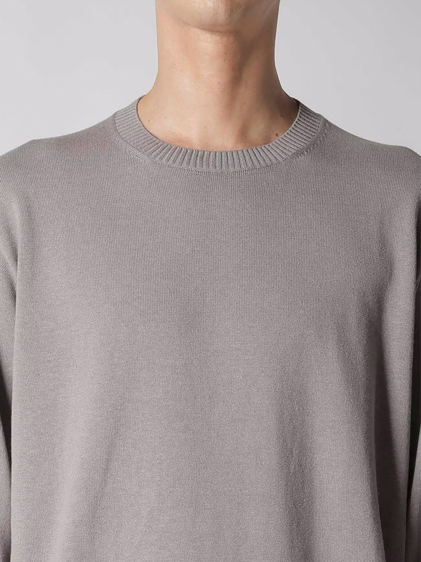 【Y's for men-ワイズフォーメン】 INTERSIA LOGO ROUND NECK PULL OVER KNIT / GRAY (セーター/ニット/グレー)