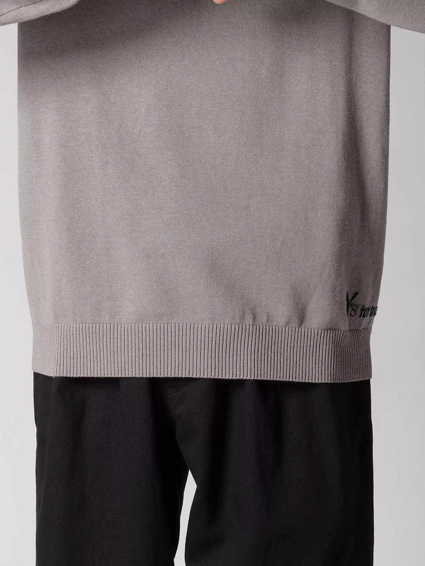 【Y's for men-ワイズフォーメン】 INTERSIA LOGO ROUND NECK PULL OVER KNIT / GRAY (セーター/ニット/グレー)