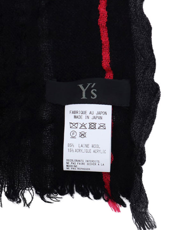 【Y's - ワイズ】W PLAID FRILL SCARF / BLACK (スカーフ/ブラック)