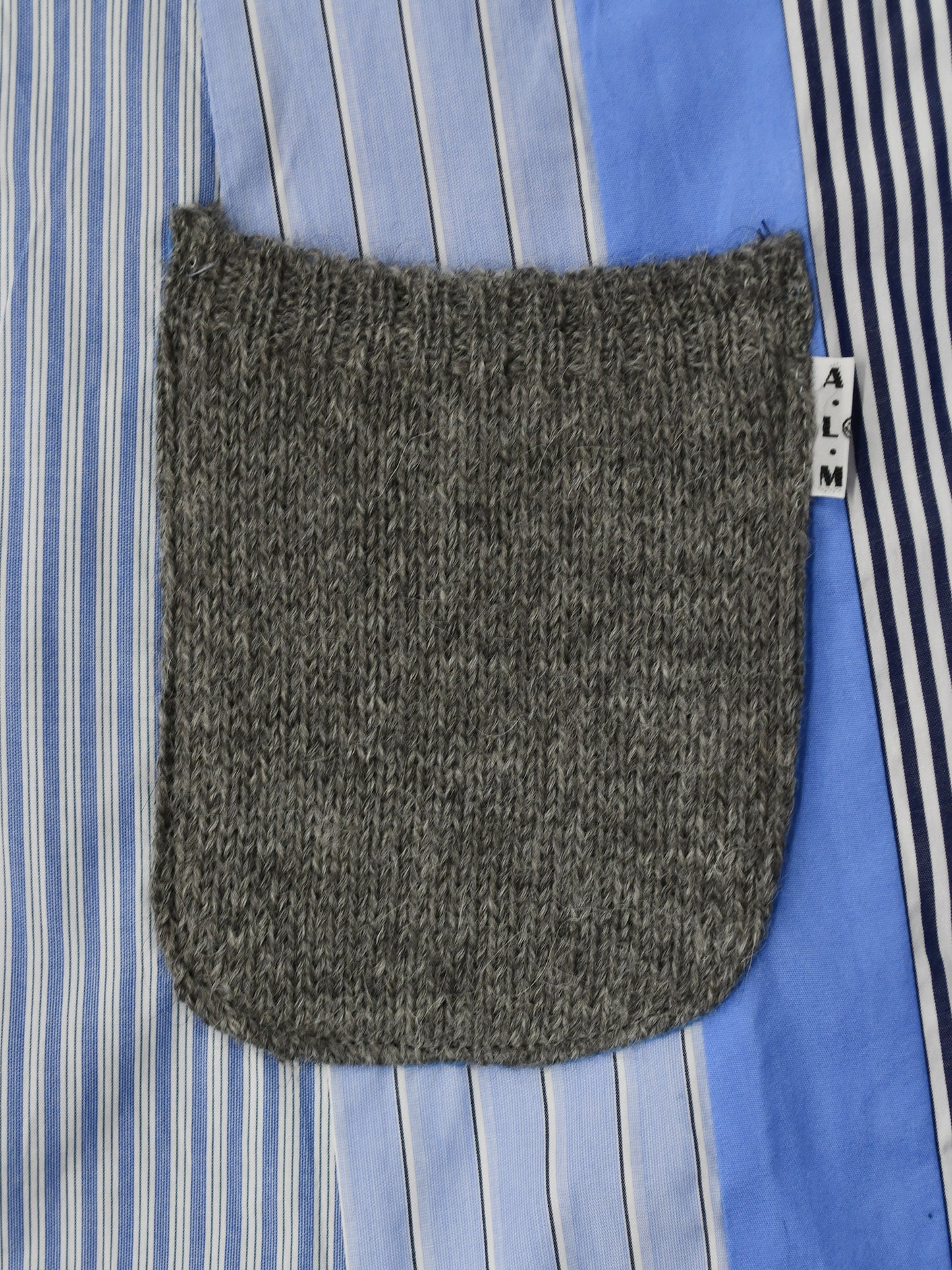 【Perfect ribs®×A LOVE MOVEMENT】Recycle Pocket Shirts / Striped patchwork(シャツ/ストライプ/パッチワーク)