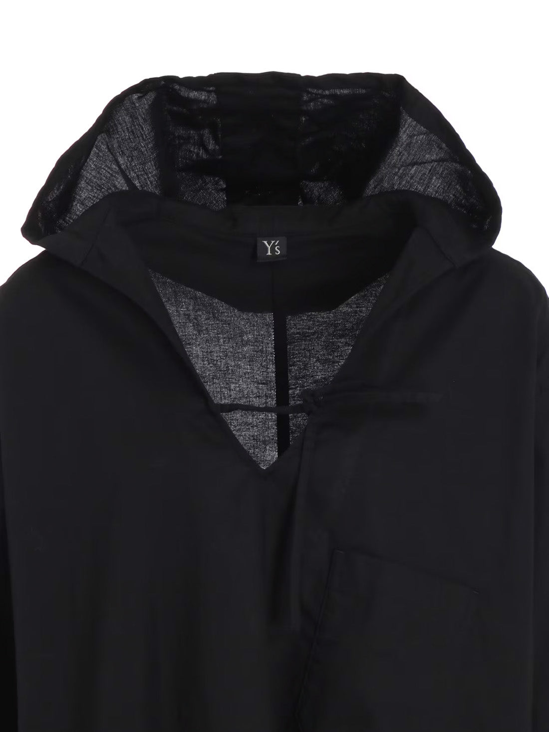 【Y's - ワイズ】Y's BORN PRODUCT THIN COTTON TWILL HOODIE PULL OVER / BLACK (パーカー/ブラック)