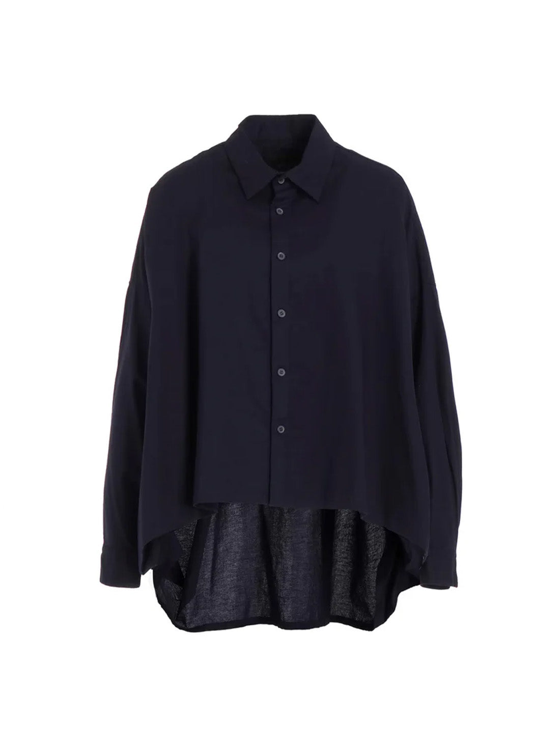【Y's - ワイズ】Y's BORN PRODUT THIN COTTON TWILL DOUBLE FRONT OVERSIZED SHIRT / NAVY (シャツ/ネイビー)