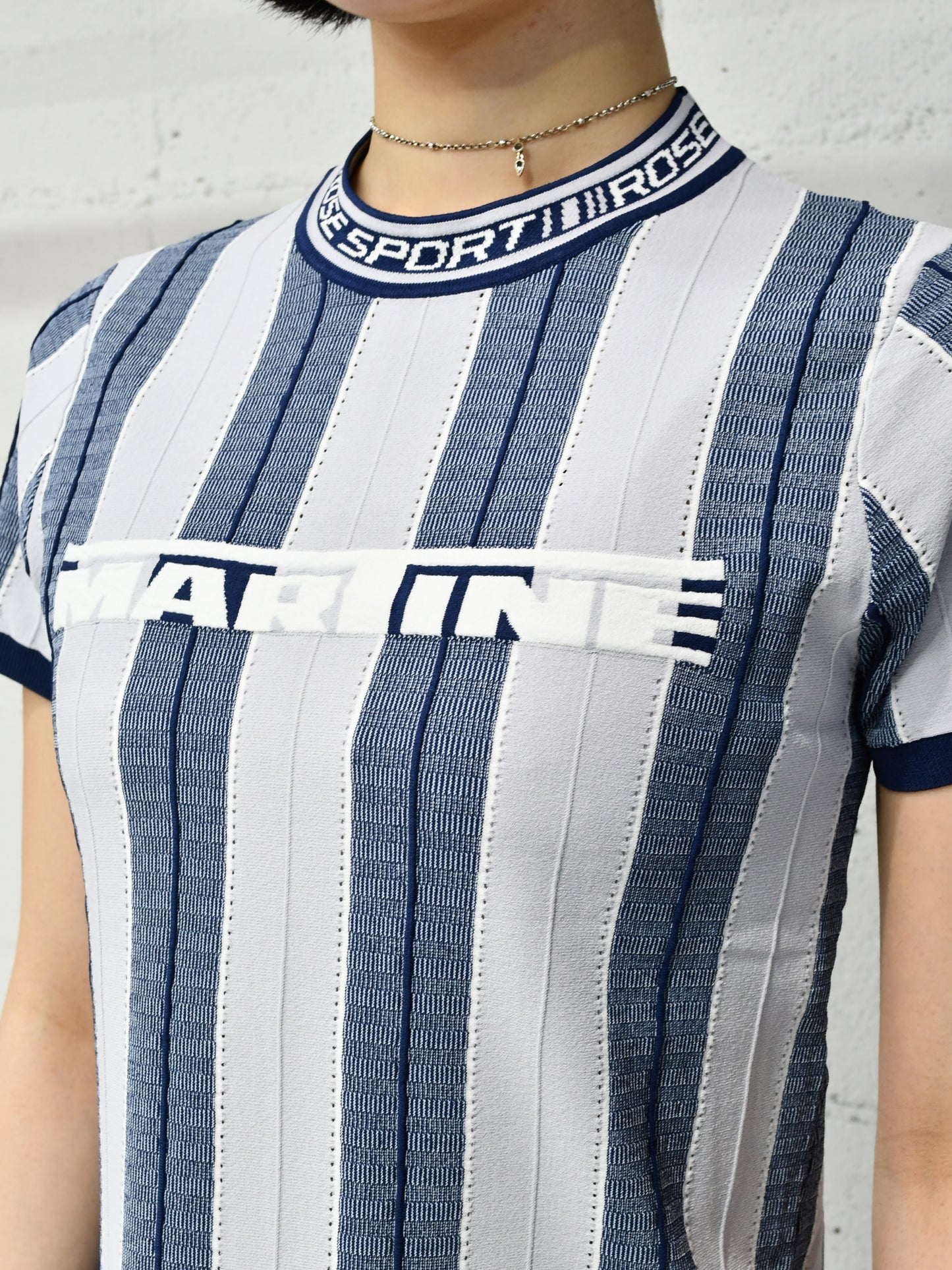 【Martine Rose - マーティンローズ】LOGO TIGHT T-SHIRT / GREY BLUE (Tシャツ/グレーブルー)