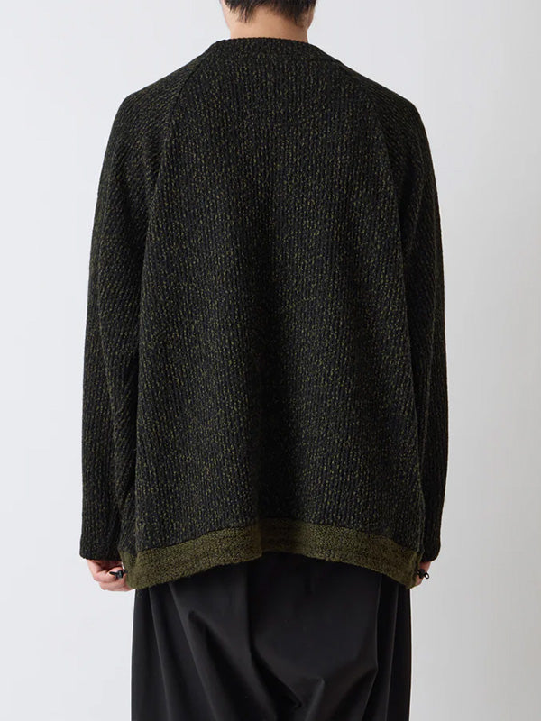 【White Mountaineering - ホワイトマウンテニアリング】MELANGE WIDE RAGLAN PULLOVER / BLACK (ニット/ブラック)