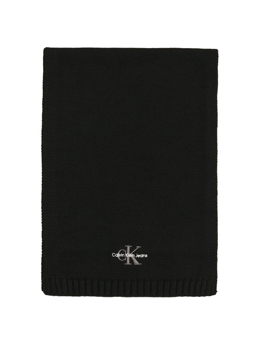 【Calvin Klein - カルバンクライン】MONOGRAM LOGO KNIT  SCARF / BLACK (マフラー/ブラック)