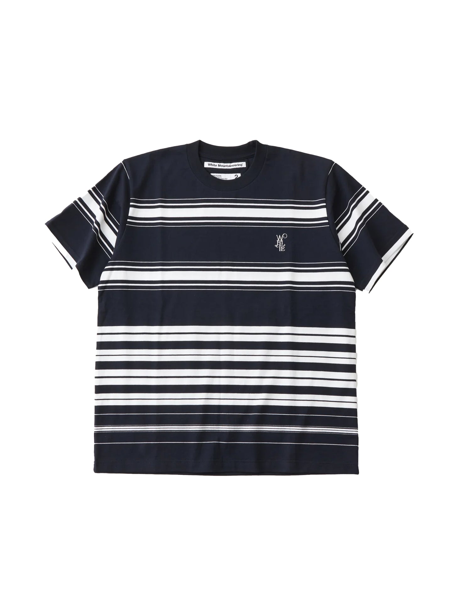 【White Mountaineering - ホワイトマウンテニアリング】RANDAM STRIPE LOGO T-SHIRT / NAVY (Tシャツ/ネイビー)