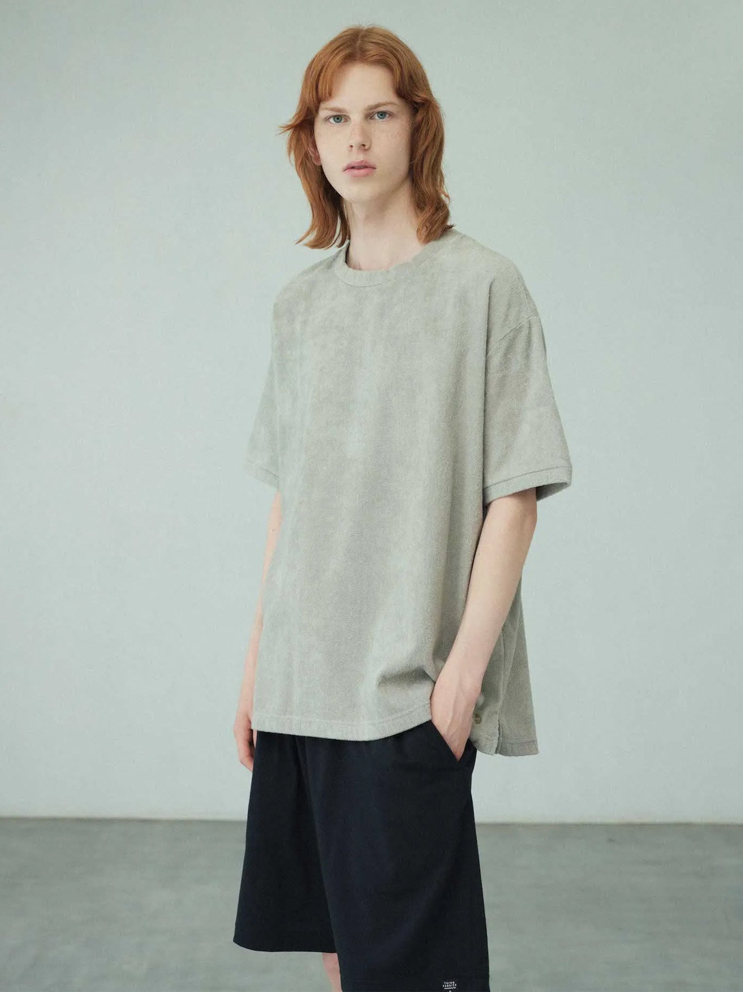 【THING FABRICS - シングファブリックス】2mm Pile T-Shirt / LIGHT GREY(Tシャツ/ライトグレー)