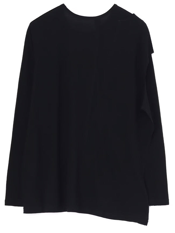 【Y's - ワイズ】HARD TWISTED COTTON JERSEY RIGHT SLIT TEE/BLACK (Tシャツ/ブラック)