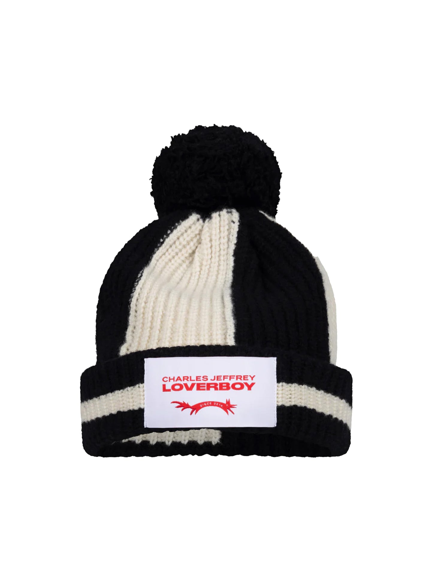 【Charles Jeffrey Loverboy - チャールズ ジェフリー ラバーボーイ】POMPOM BEANIE in BLACK ECRU(ビーニー/マルチ)