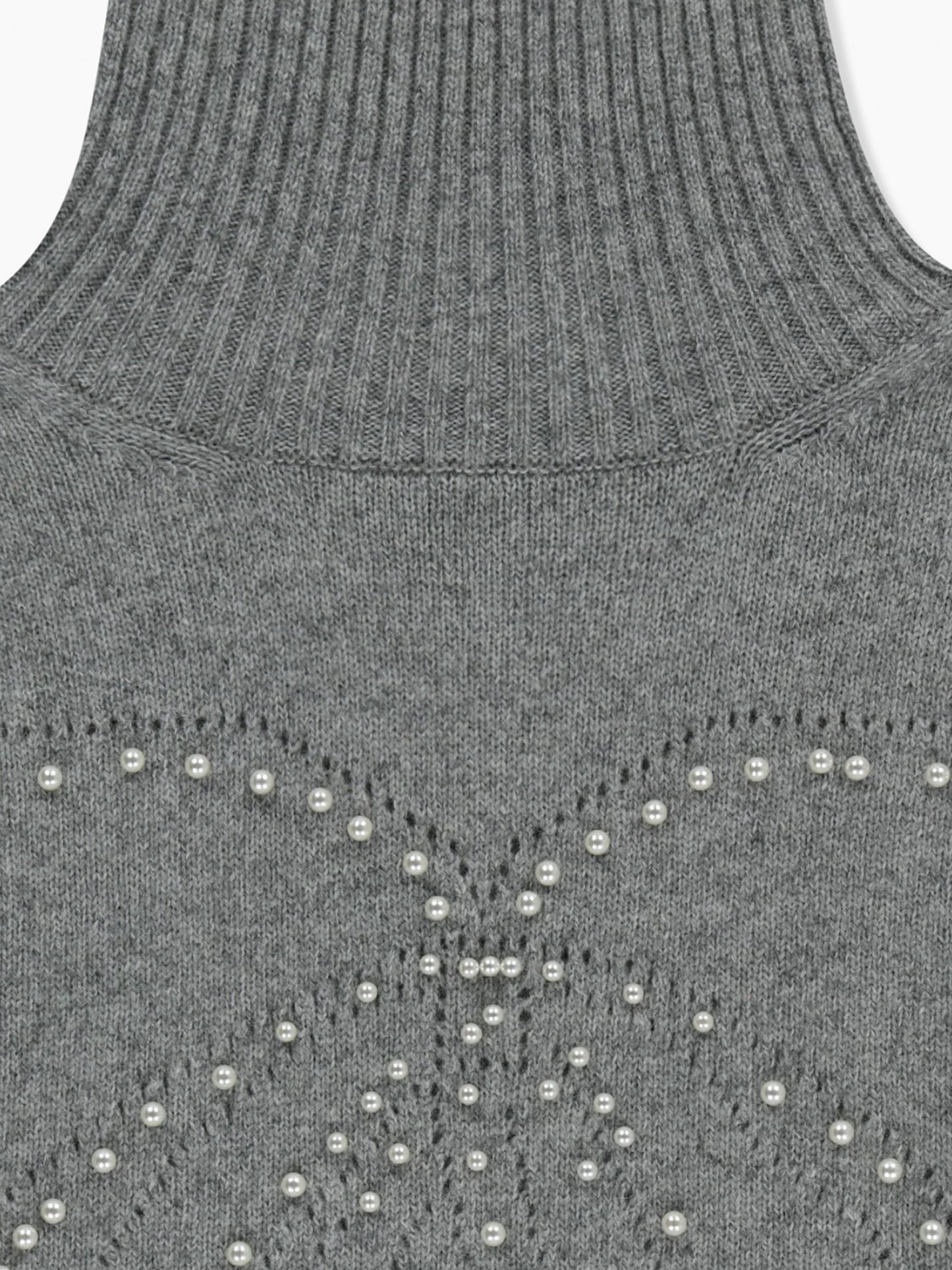 【KIMHEKIM - キムヘキム】Pearl Embellished Pointelle Sweater / GREY (セーター/グレー)