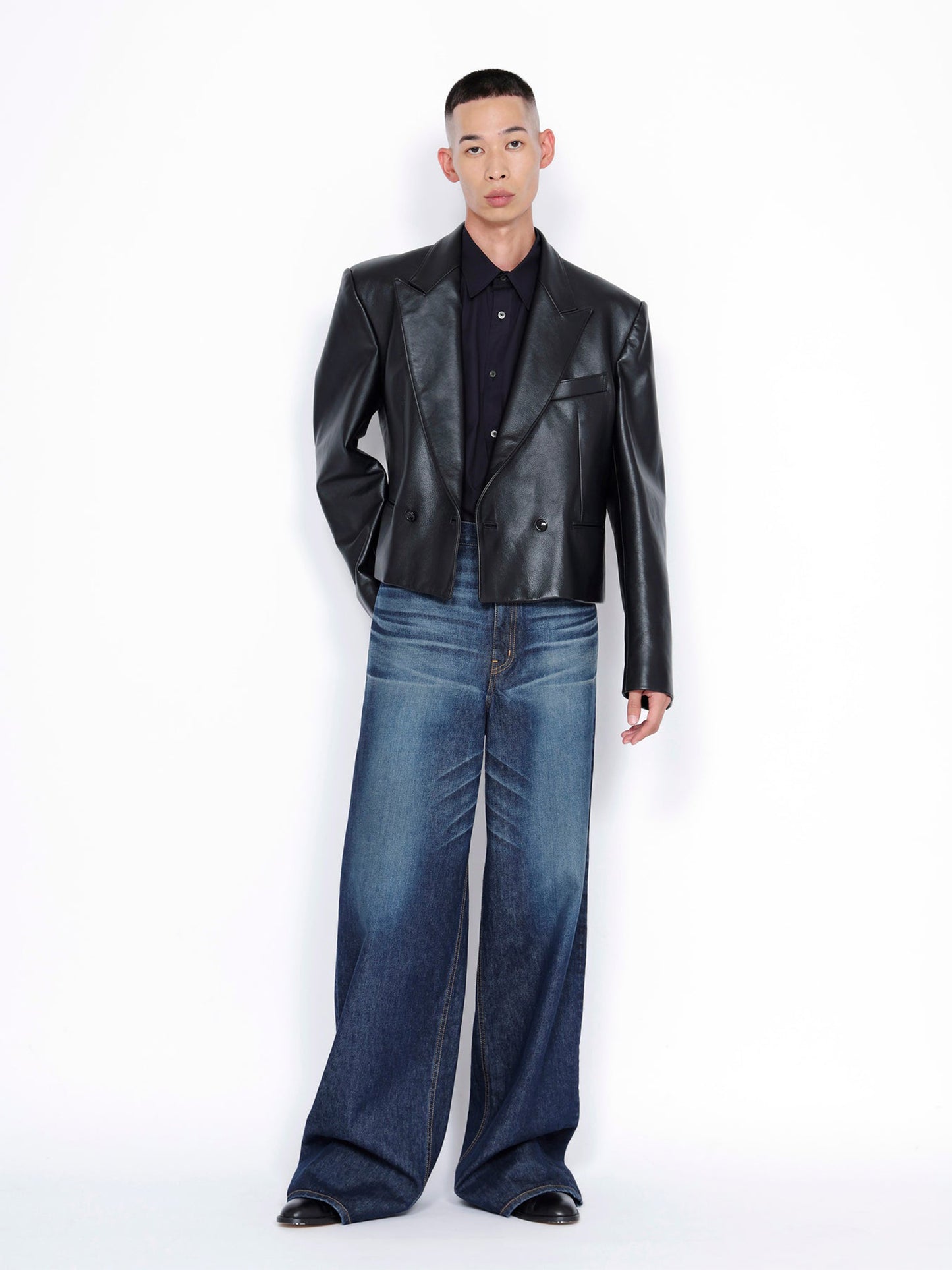 【JOHN LAWRENCE SULLIVAN - ジョンローレンスサリバン】WASHED DENIM WIDE PANTS(デニムパンツ/ブルー)