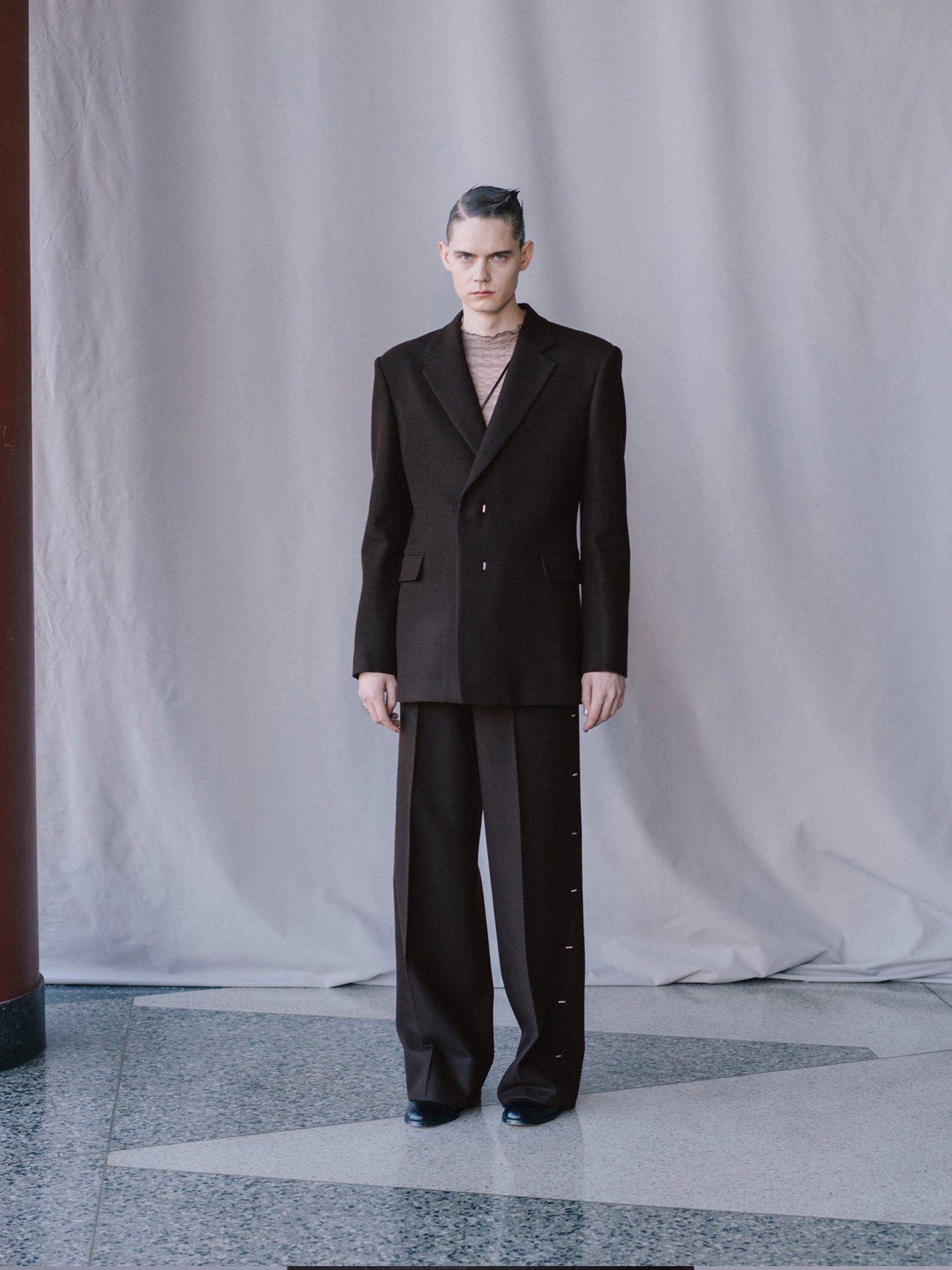 【JOHN LAWRENCE SULLIVAN - ジョンローレンスサリバン】MELTON FLY FLONT JACKET(ジャケット/ブラウン)