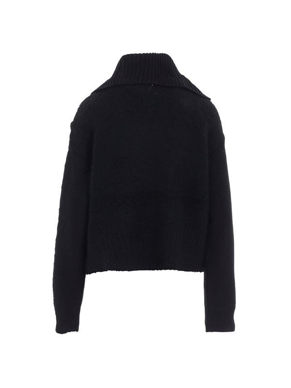 【Y's - ワイズ】TOGGLE BUTTON ASYMMETRIC CARDIGAN / BLACK (ニット/ブラック)