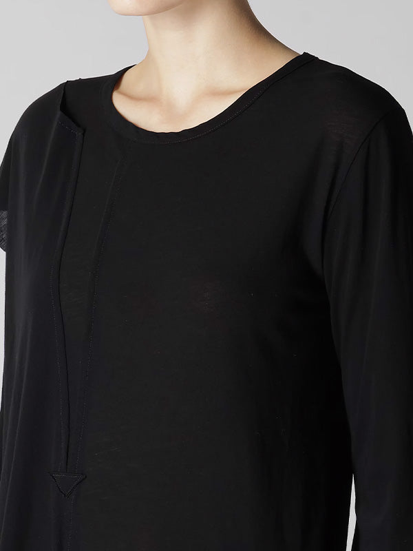 【Y's - ワイズ】HARD TWISTED COTTON JERSEY RIGHT SLIT TEE/BLACK (Tシャツ/ブラック)