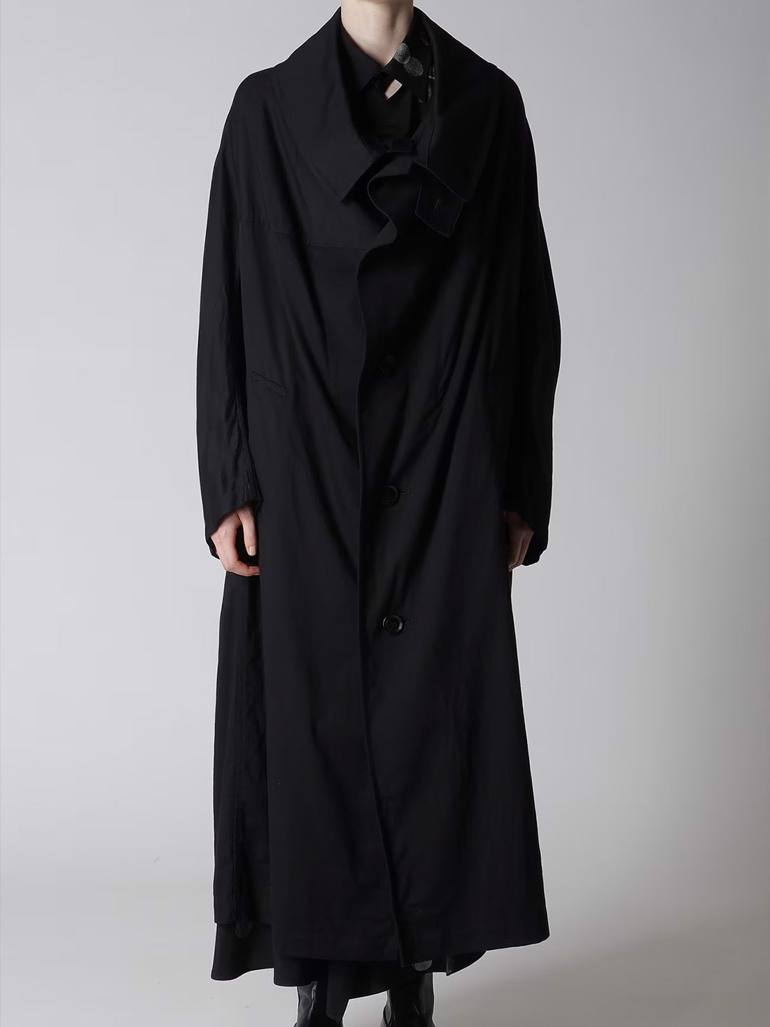 【Y's - ワイズ】Y's BORN PRODUT COTTON TWILL LONG CAPE COAT / BLACK (コート/ブラック)