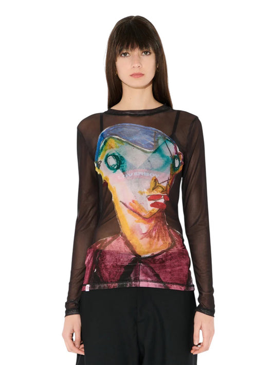 【Charles Jeffrey Loverboy - チャールズ ジェフリー ラバーボーイ】POWERMESH LONG SLEEVE TEE / BLACK (メッシュトップ/ブラック)