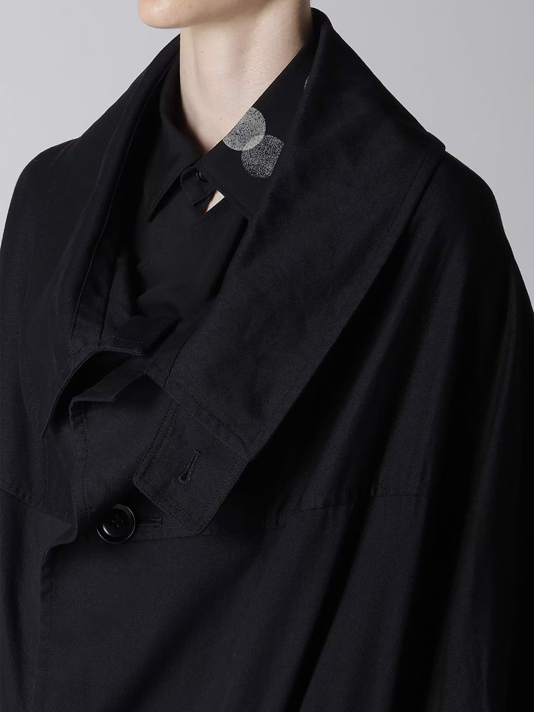 【Y's - ワイズ】Y's BORN PRODUT COTTON TWILL LONG CAPE COAT / BLACK (コート/ブラック)