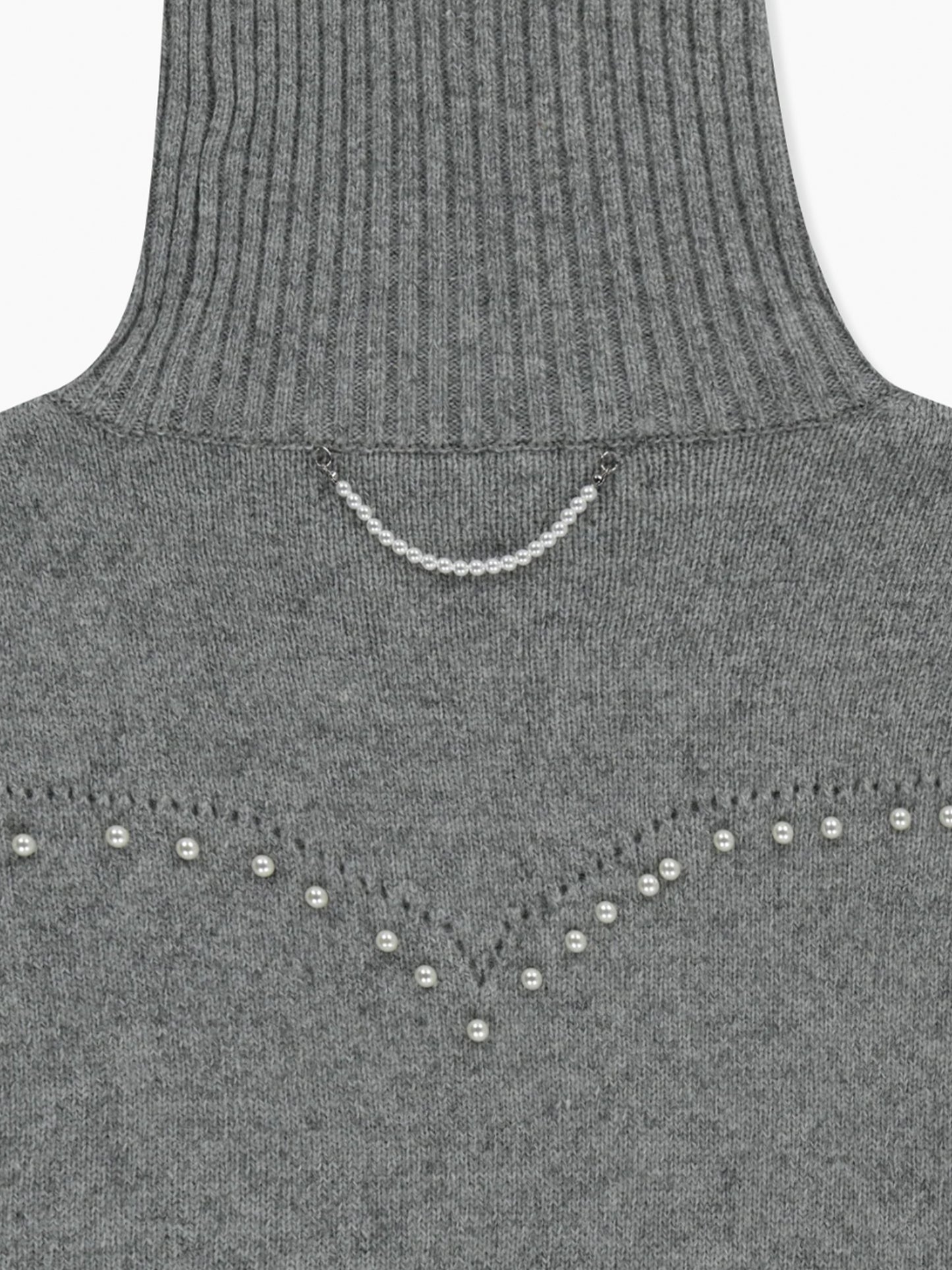【KIMHEKIM - キムヘキム】Pearl Embellished Pointelle Sweater / GREY (セーター/グレー)