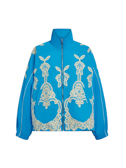 【BLUE MARBLE - ブルーマーブル 】Turquoise Embroidered Track Jacket / Turquoise(トラックジャケット/ターコイズ)