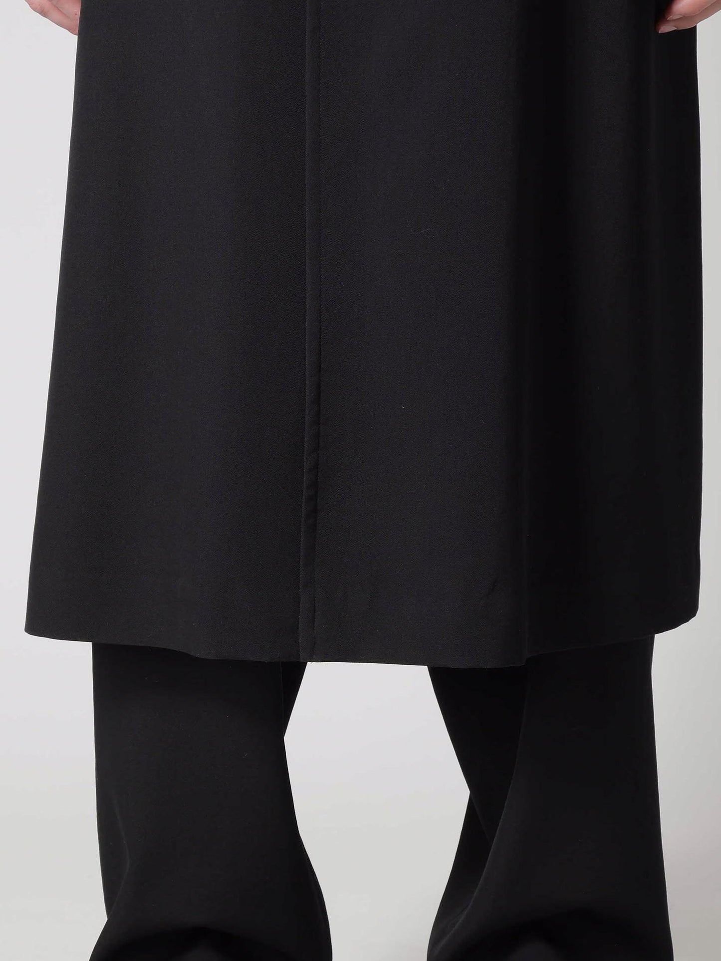 【Y's for men - ワイズフォーメン】WOOL GABARDINE COAT WITH STAND FRONT COLLAR(コート/ブラック)