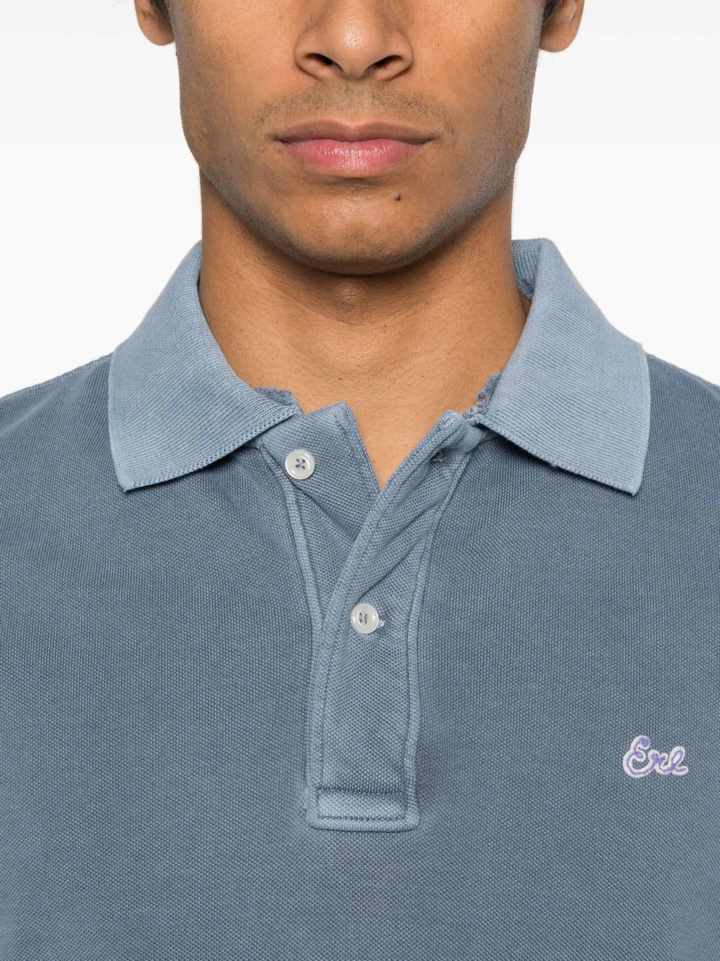 【ERL - イーアールエル】 logo-patch polo shirt(ポロシャツ/ブルー)