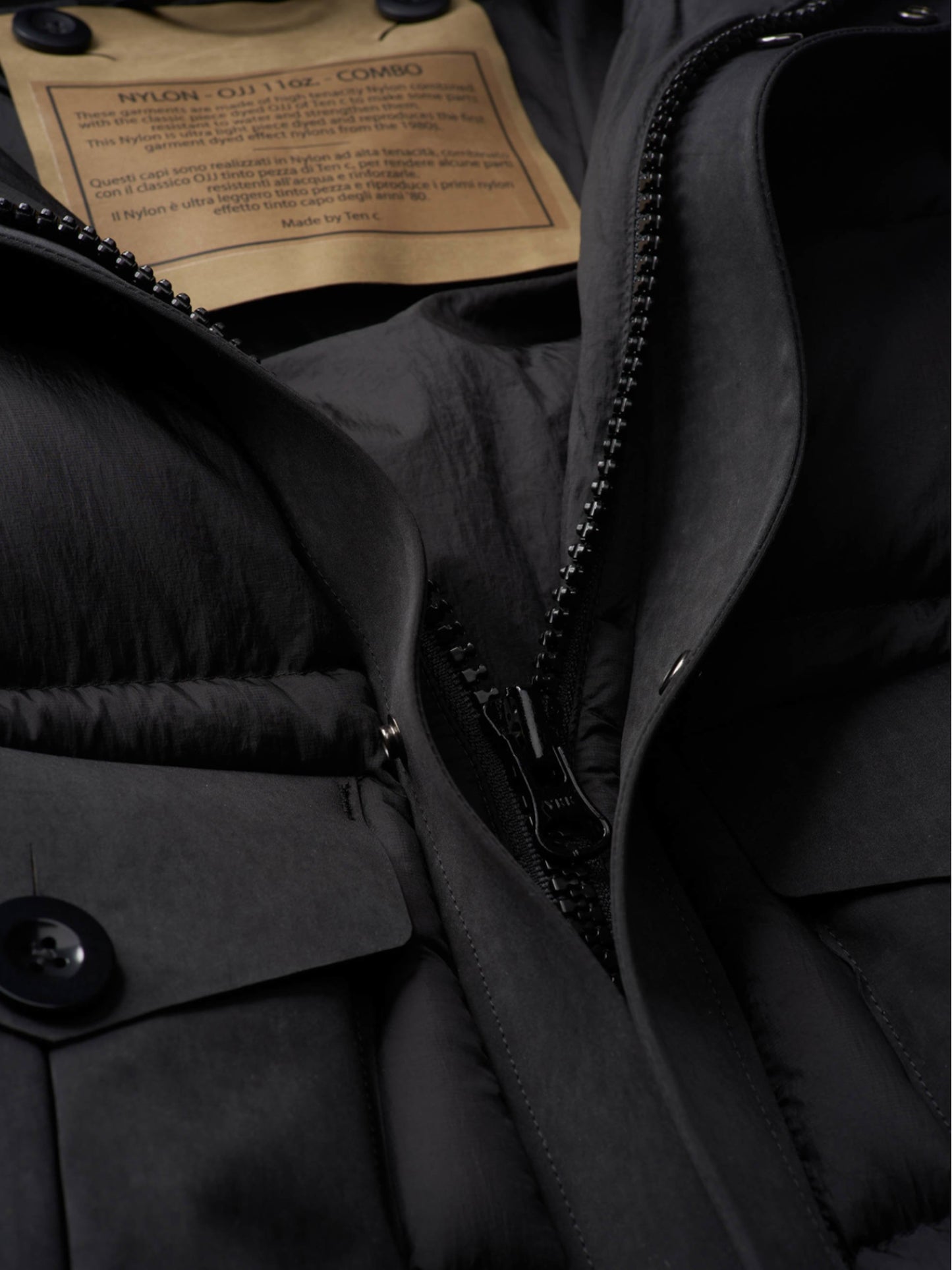 【Ten c- テンシー】TEMPEST COMBO DOWN JACKET / BLACK(アウター/ブラック)